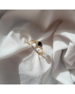 Black stone engagement ring