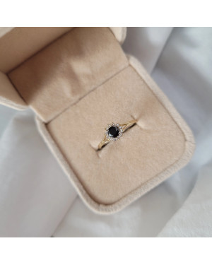 Black stone engagement ring