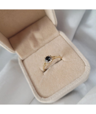 Black stone engagement ring