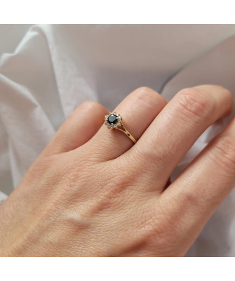 Black stone engagement ring