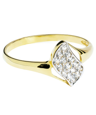 Ring with cubic zirconia delicate wave 14k