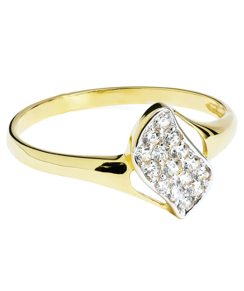 Ring with cubic zirconia delicate wave 14k