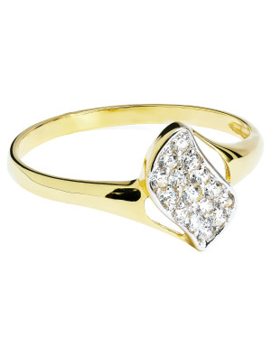 Ring with cubic zirconia delicate wave 14k