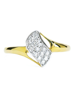 Ring with cubic zirconia delicate wave 14k
