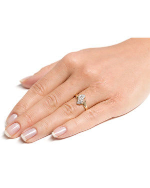 Ring with cubic zirconia delicate wave 14k
