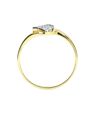 Ring with cubic zirconia delicate wave 14k