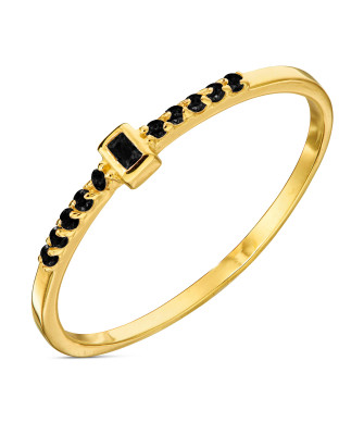 Delicate 8k Gold Ring with Black Cubic Zirconia