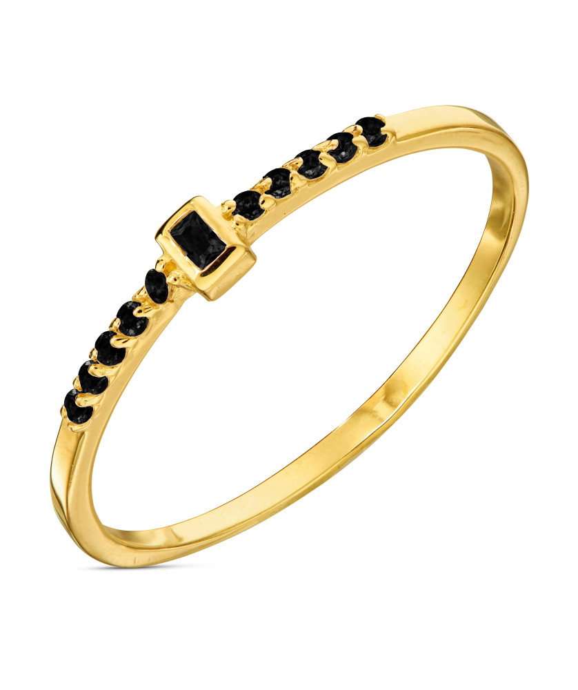 Delicate 8k Gold Ring with Black Cubic Zirconia