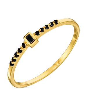 Delicate 8k Gold Ring with Black Cubic Zirconia