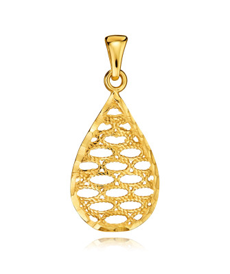 Fashionable gold pendant Filigree Drop 8k test
