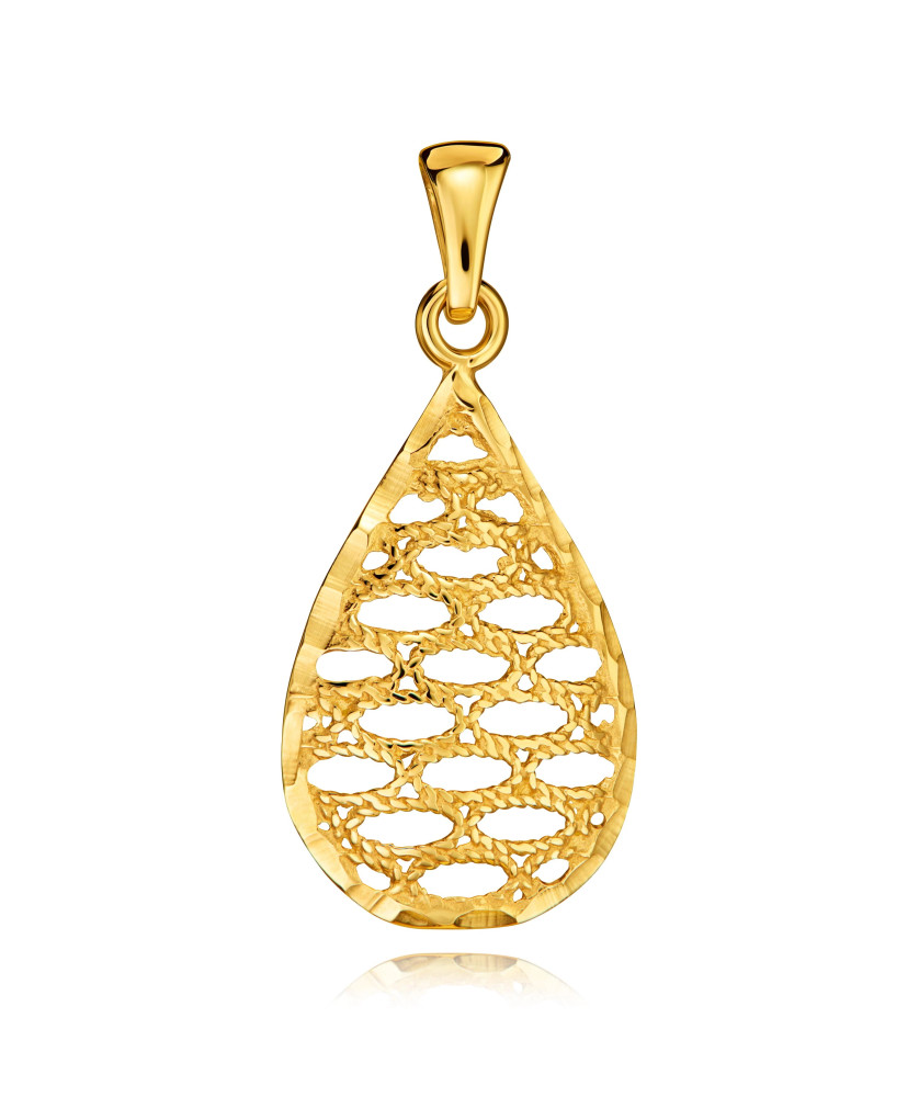 Fashionable gold pendant Filigree Drop 8k test