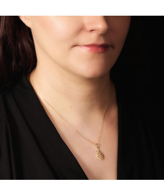 Fashionable gold pendant Filigree Drop 8k test