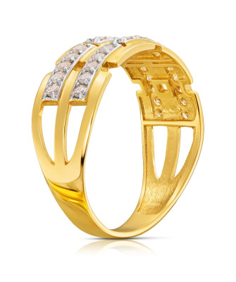 Gold ring wide band cubic zirconia 8k