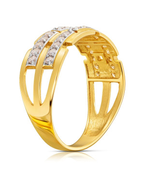 Gold ring wide band cubic zirconia 8k
