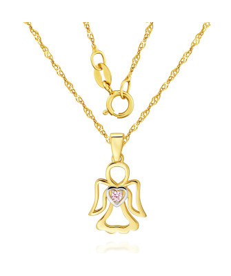 ANGEL Gold pendant pink stone
