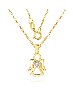 ANGEL Gold pendant pink stone
