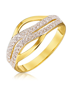 Ring with stones 14k wave