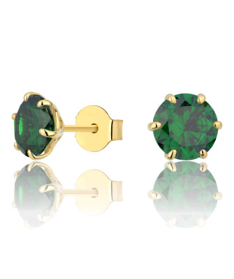 Gold earrings LARGE STONE green 14k test