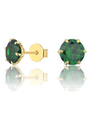 Gold earrings LARGE STONE green 14k test