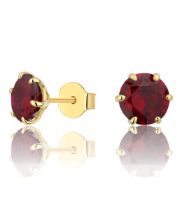 Gold earrings LARGE STONE ruby 14k test