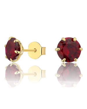 Gold earrings LARGE STONE ruby 14k test