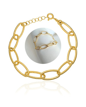 Gold-plated bracelet large diamond-cut links