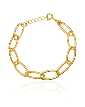 Gold-plated bracelet large diamond-cut links