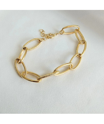 Gold-plated bracelet large diamond-cut links