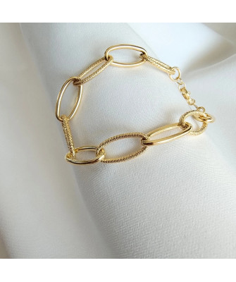Gold-plated bracelet large diamond-cut links