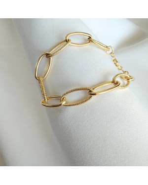 Gold-plated bracelet large diamond-cut links