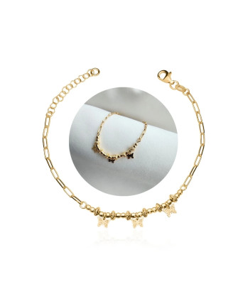 Gold-plated bracelet large links butterflies