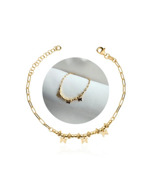 Gold-plated bracelet large links butterflies