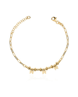 Gold-plated bracelet large links butterflies