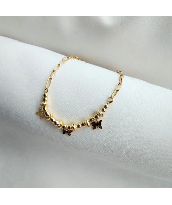 Gold-plated bracelet large links butterflies