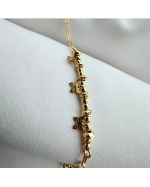 Gold-plated bracelet large links butterflies