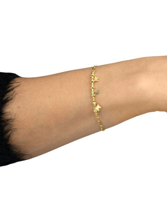 Gold-plated bracelet large links butterflies