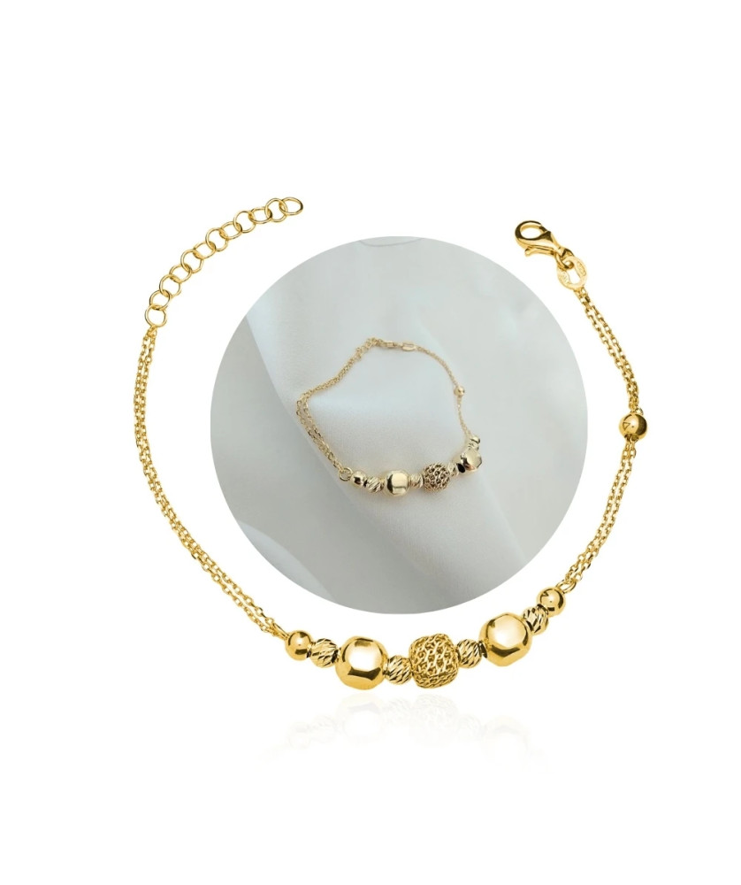 Gold-plated bracelet double chain openwork