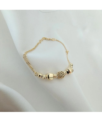 Gold-plated bracelet double chain openwork