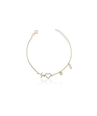 Gold-plated bracelet heart pulse infinity