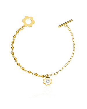 Gold-plated bracelet two flowers beads