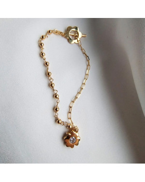 Gold-plated bracelet two flowers beads