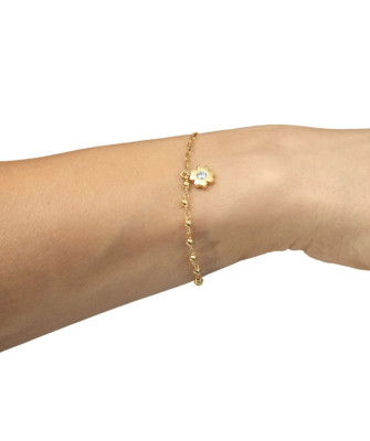 Gold-plated bracelet two flowers beads