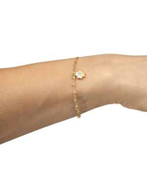 Gold-plated bracelet two flowers beads
