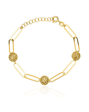 Gold-plated bracelet large links filigree beads