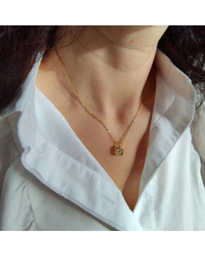 Gold-plated zirconia padlock necklace