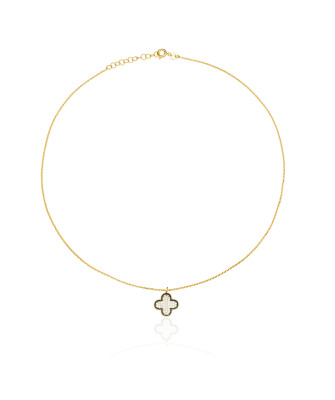 Gold-plated clover necklace with cubic zirconia