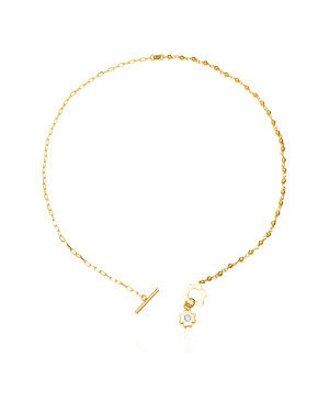 Gold-plated necklace two zircon flowers