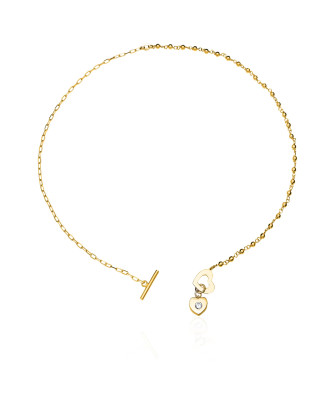 Gold-plated necklace two hearts zirconia