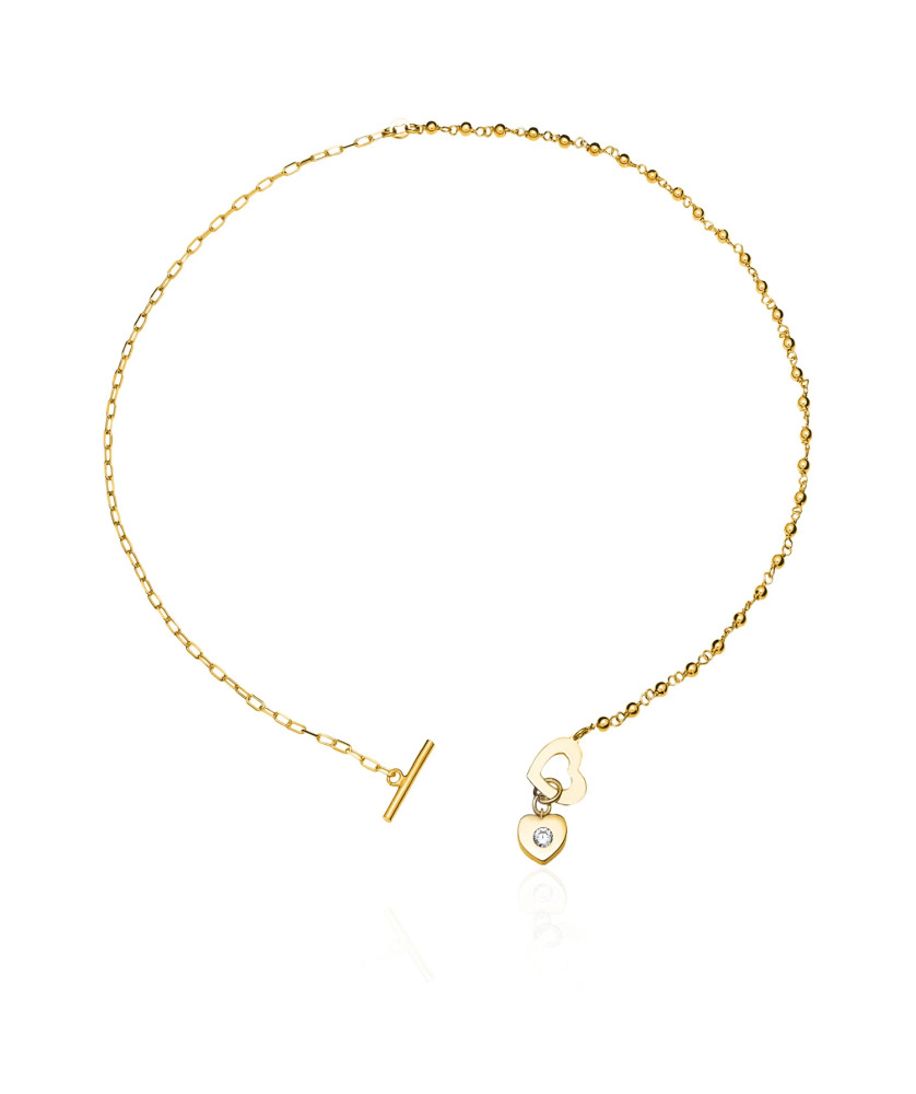 Gold-plated necklace two hearts zirconia