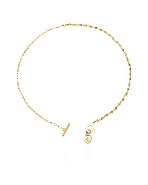 Gold-plated necklace two hearts zirconia